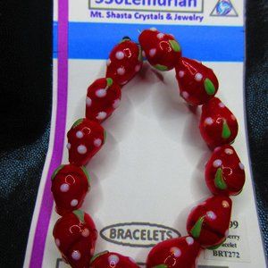 Strawberries Glass 7" Stretchy Bracelet Jewelry
